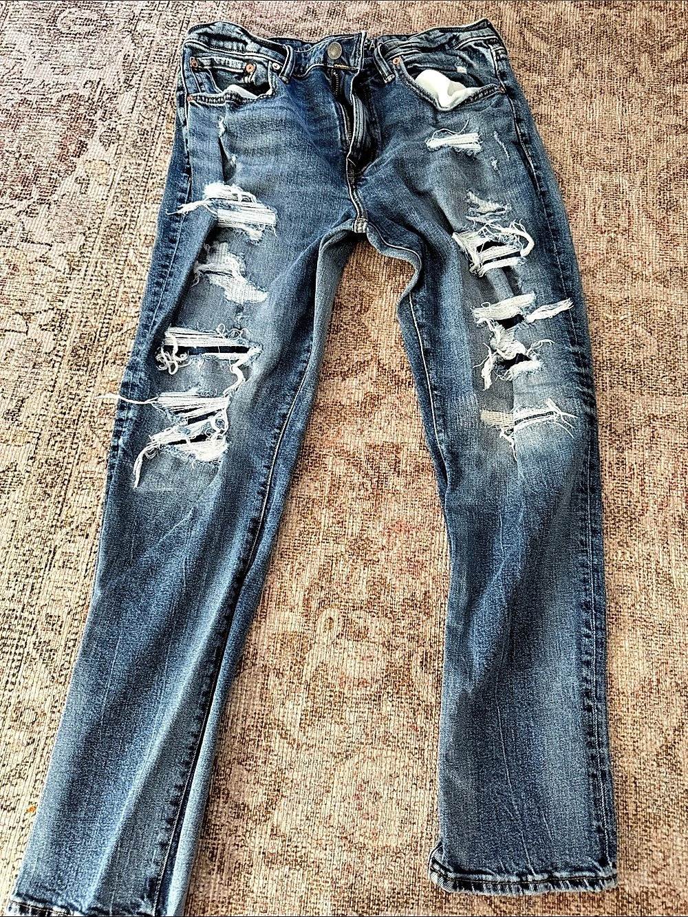 American Eagle AIRFLEX Distressed Jeans in Blue Waist 33 x 30